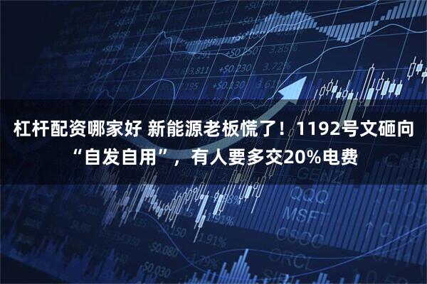 杠杆配资哪家好 新能源老板慌了！1192号文砸向“自发自用”，有人要多交20%电费